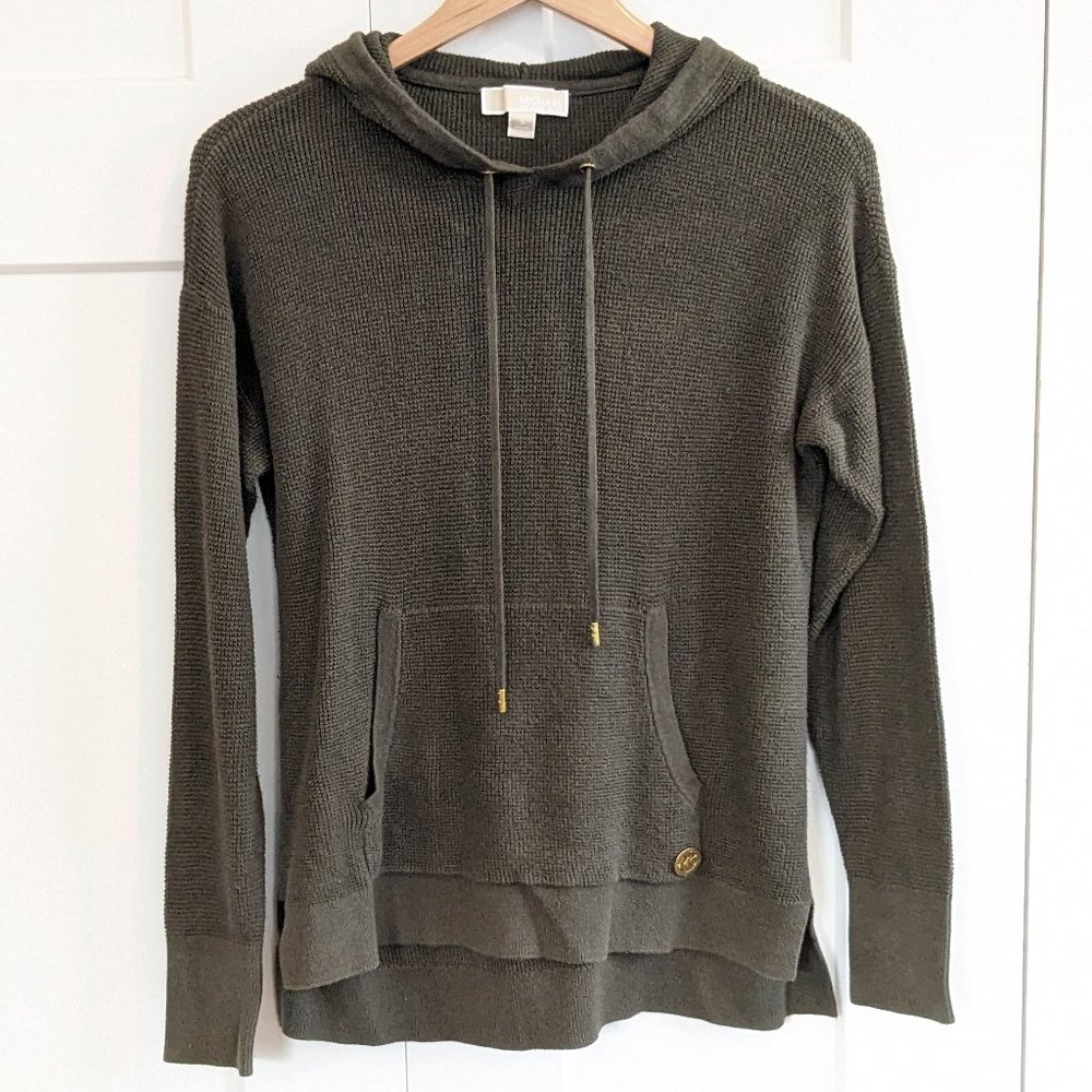 Michael Kors dark green knit hoodie